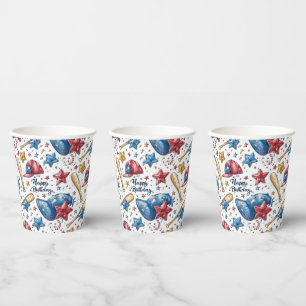 Baseball Birthday Paper Cups Tableware Party Boy