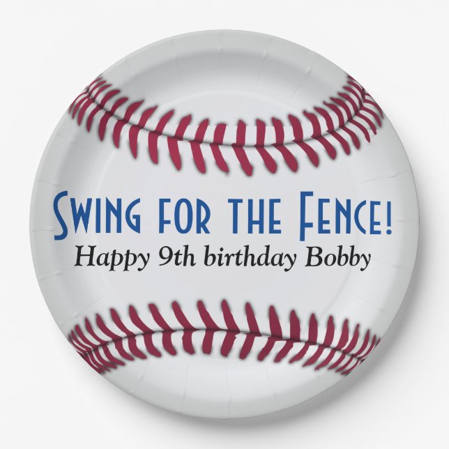 Baseball birthday paper plate (Front)