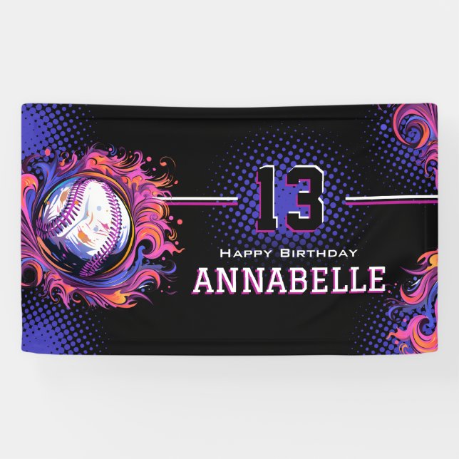 Baseball Birthday Party Banner (Horizontal)