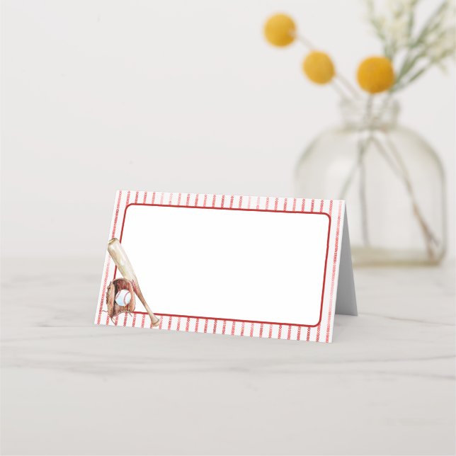 Baseball Birthday Party Blank Place Cards  (Front)