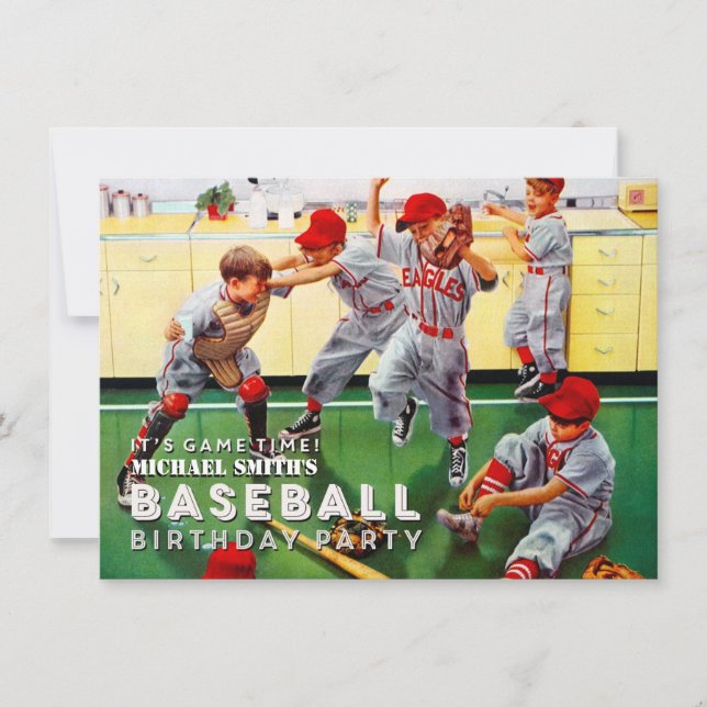 Baseball Birthday Party Boys Will Be Boys Invitation (Front)