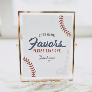 Baseball Birthday Party Favours Sign