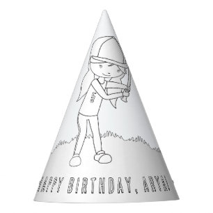 Baseball Birthday Party (Girl)- Colour Your Own Ha Party Hat