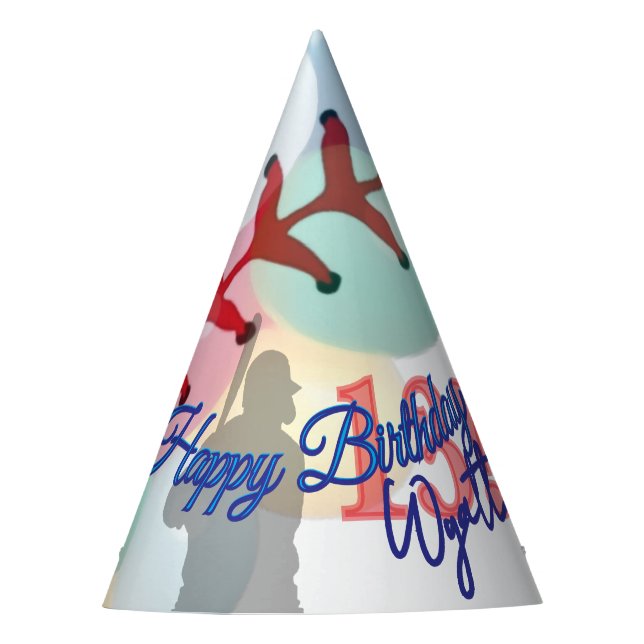 Baseball Birthday  Party Hat (Front)