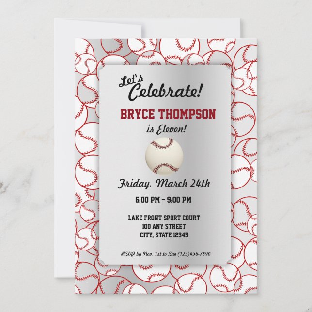 Baseball Birthday Party Invitation (Front)