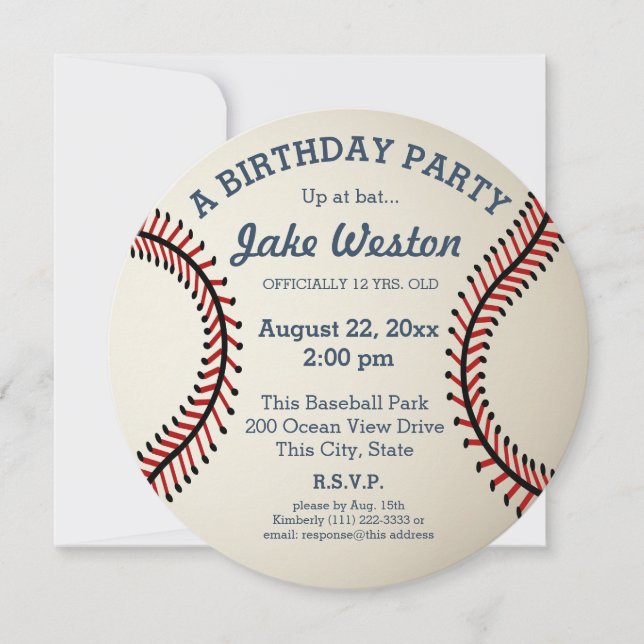 Baseball Birthday Party Invitation (Front)