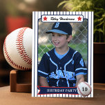Baseball Birthday Party Invitation<br><div class="desc">Personalise these cute baseball birthday invitations with your player's favourite photo. The baseball card design has a pinstripe background and features red all-stars and a baseball with the birthday MVP age. All the text can be changed to suite your needs.</div>