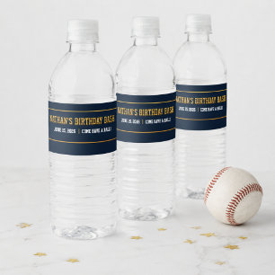 Baseball Birthday Party Sports Theme Water Bottle Label