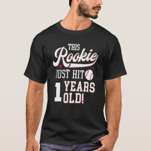 Baseball Birthday Party This Rookie Just Hit 1 Yea T-Shirt