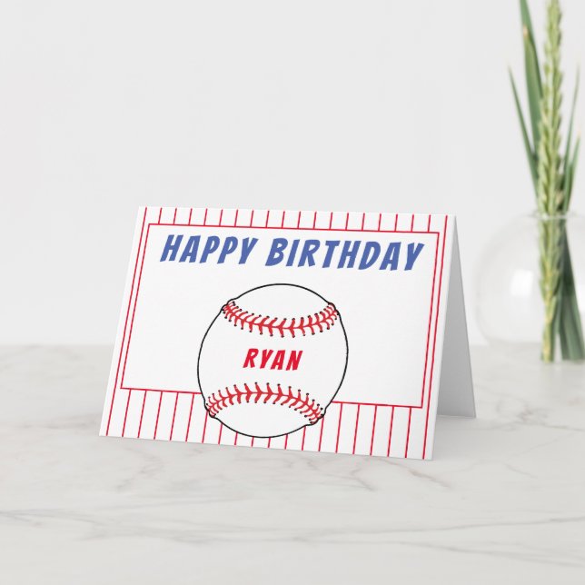 Baseball Birthday Personalised Kids Card (Front)