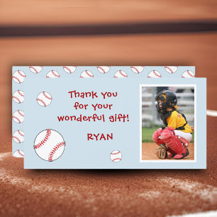 Baseball Birthday Photo Baseball Thank You Card