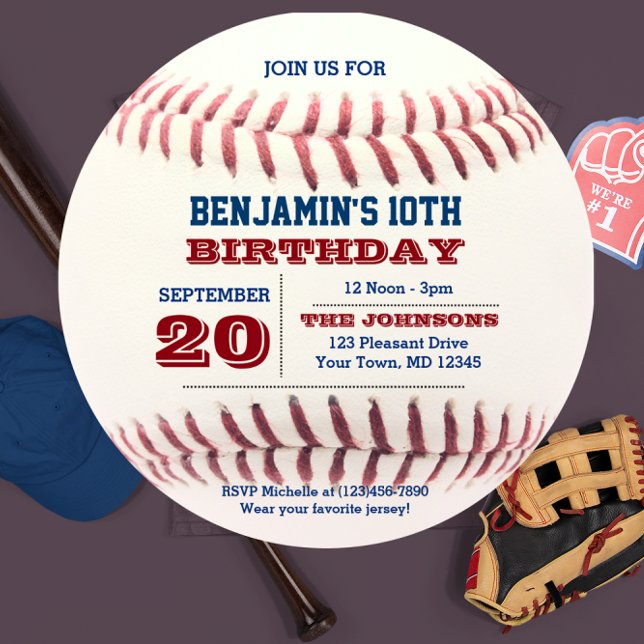 Baseball Birthday Round Invitation (Creator Uploaded)