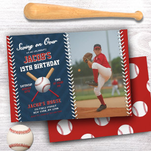 Baseball Birthday   Swing on Over Party  Invitation