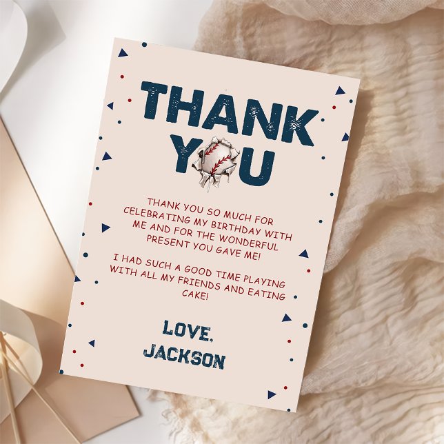 Baseball Birthday Thank You Card (Creator Uploaded)