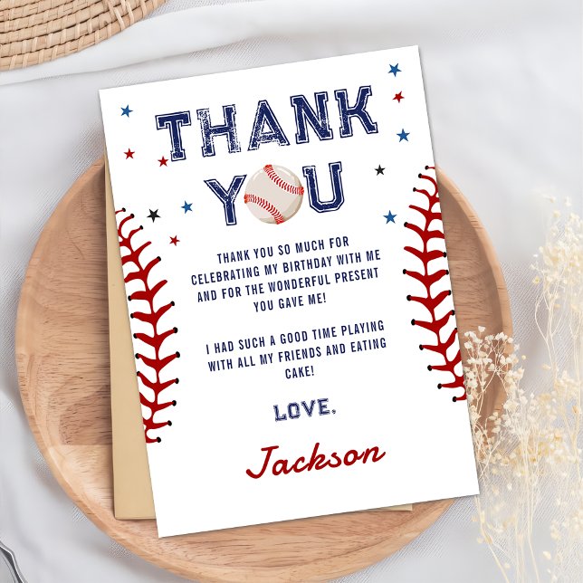 Baseball Birthday Thank You Card (Creator Uploaded)