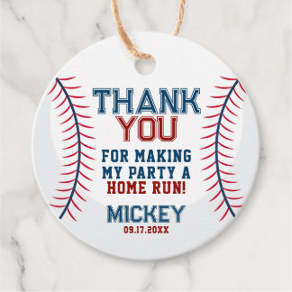 Baseball Birthday Thank You Favour Tags