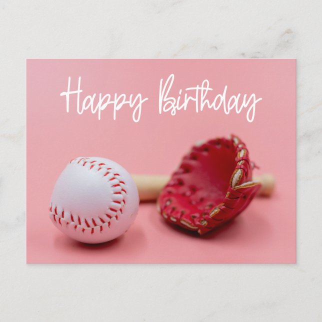 Baseball  Birthday word on green for Player  Postcard (Front)