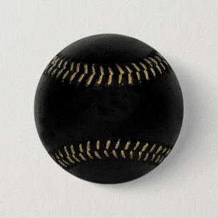 baseball black 6 cm round badge