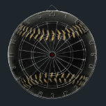 baseball black dartboard<br><div class="desc">A sport-themed baseball in black. You can edit the design ('customise it' button) and change the background colour or add a name between the seams of the ball</div>