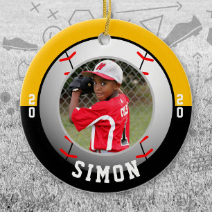 Baseball Black Gold Team Colours Ceramic Tree Decoration