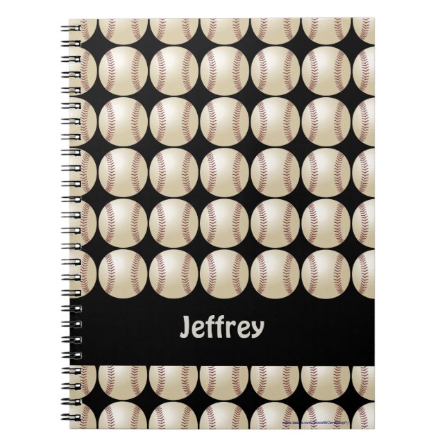 Baseball Black Personalised Name Spiral  Spiral Notebook (Front)