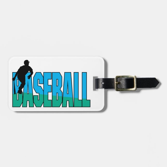 Baseball Blue and Green Luggage Tag (Front Horizontal)