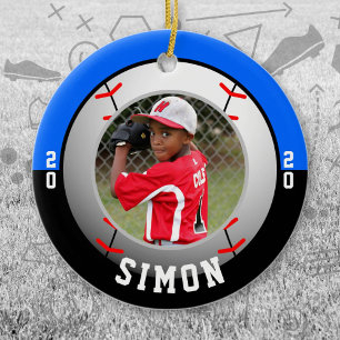 Baseball Blue Black Team Colours Ceramic Tree Decoration