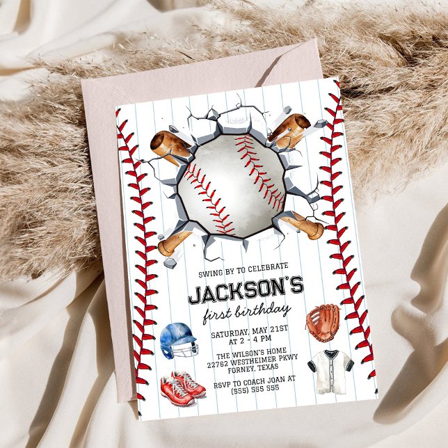 Baseball Boy Birthday Party Invitation (Creator Uploaded)