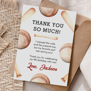  Baseball Boy Birthday Party Thank You Card