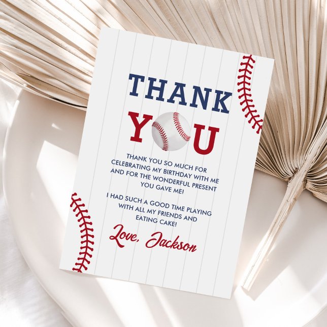 Baseball Boy Birthday Party Thank You Card (Creator Uploaded)