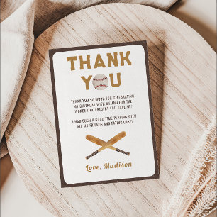 Baseball Boy Birthday  Thank You Card