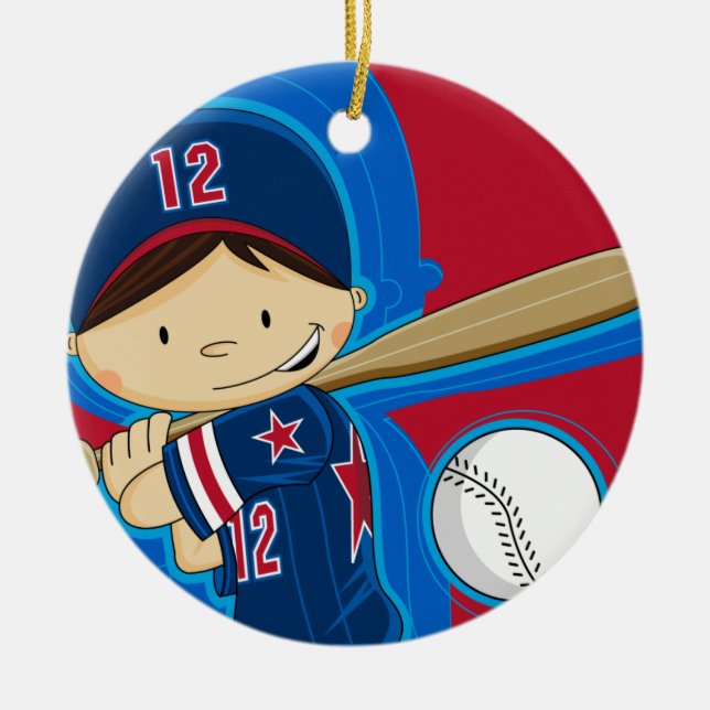 Baseball Boy Ornament (Front)