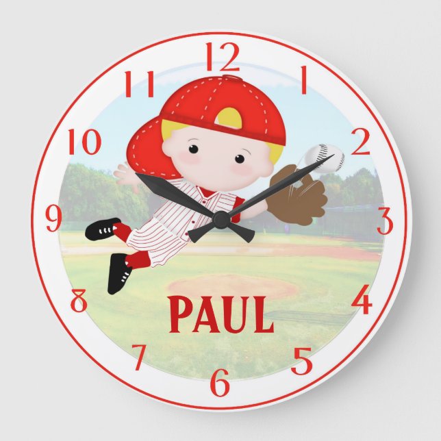 Baseball Boy Wall Clock (Front)