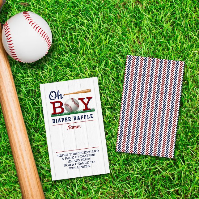 Baseball Boys Baby Shower Diaper Raffle Enclosure Card (Creator Uploaded)