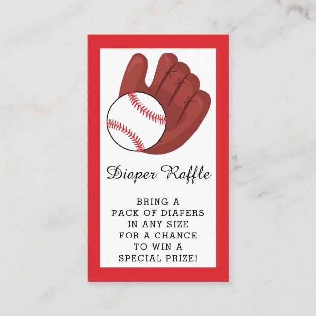 Baseball Boys Baby Shower Diaper Raffle Ticket Enclosure Card (Front)