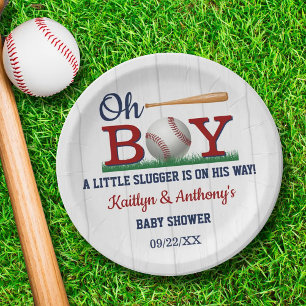 Baseball Boys Baby Shower Paper Plate