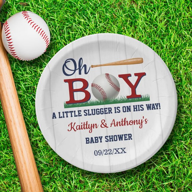 Baseball Boys Baby Shower Paper Plate (Creator Uploaded)
