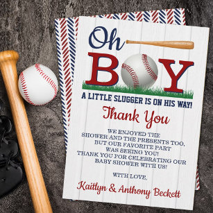 Baseball Boys Baby Shower Thank You Card