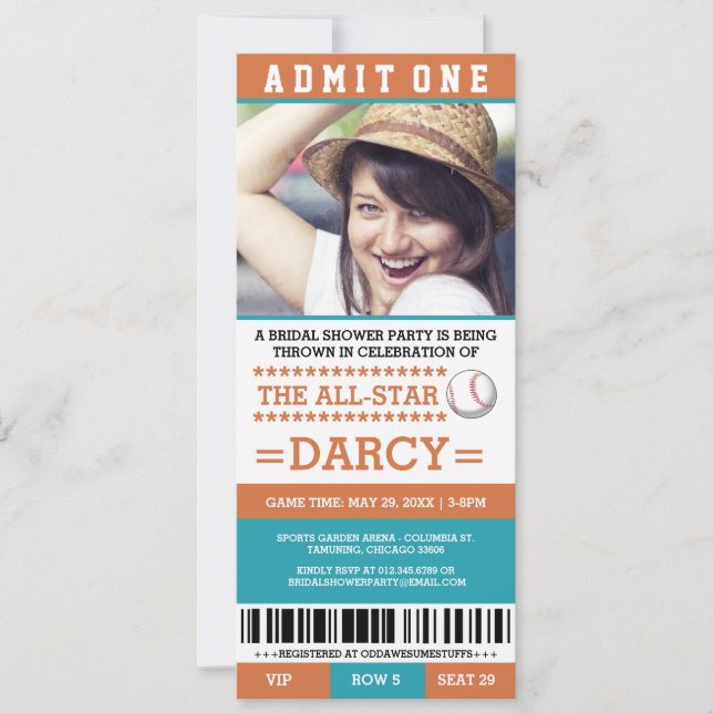 Baseball Bridal Shower Party Invites (Front)