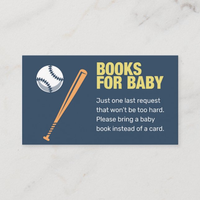 Baseball Bring a Book Baby Shower Game Enclosure Card (Front)