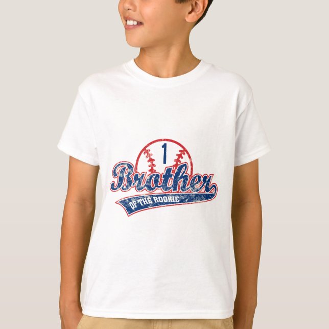Baseball Brother of the Rookie 1st Birthday Party T-Shirt (Front)