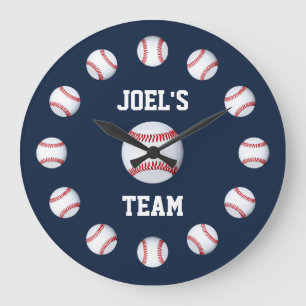 Baseball Burgundy Premium Full Colour Large Clock
