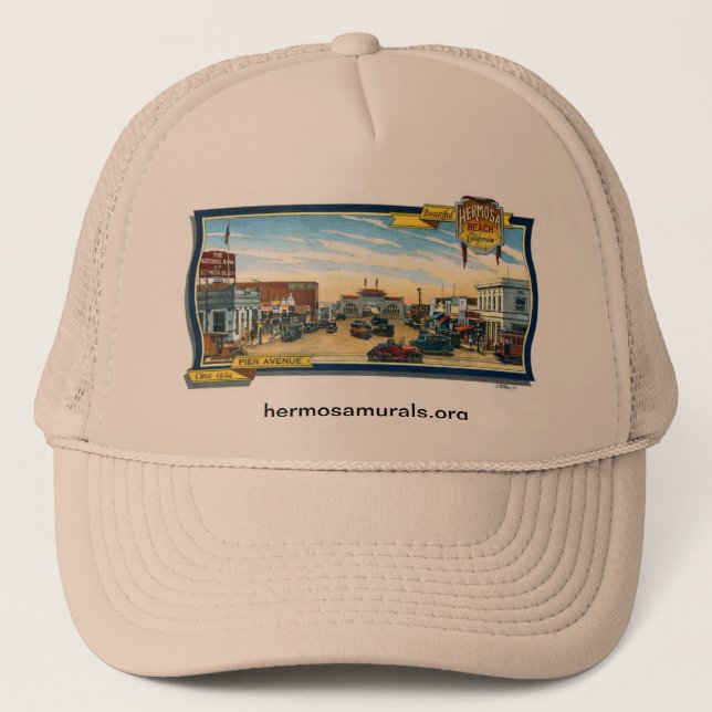 Baseball Cap~ Mural #1:  Hermosa Beach Pier Plaza Trucker Hat (Front)
