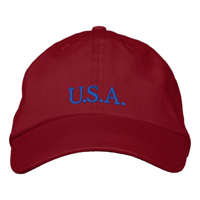 Baseball cap "U.S.A." red embroidered hat (Front)