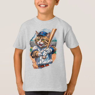 Baseball Cat intimidating the pitcher! T-Shirt