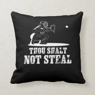 Baseball Catcher Joke - Thou Shalt Not Steal Cushion