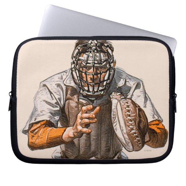 Baseball Catcher Laptop Sleeve (Front)
