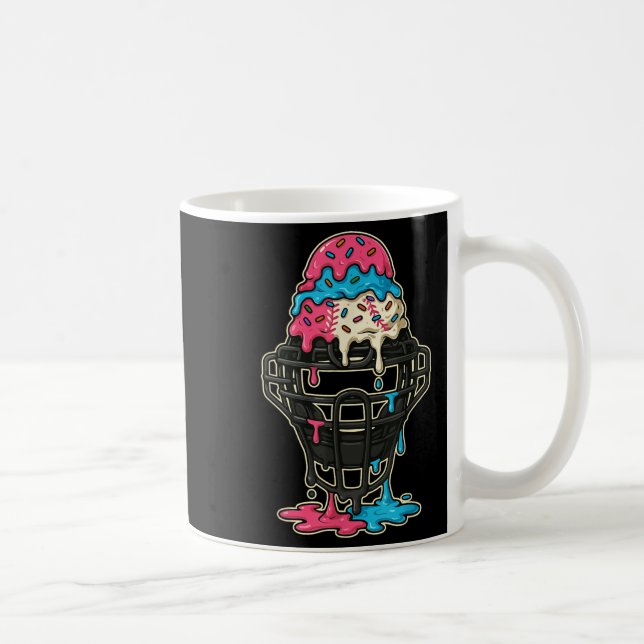 Baseball Catcher Mask Ice Cream Drip Baseball Boys Coffee Mug (Right)
