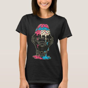 Baseball Catcher Mask Ice Cream Drip Baseball Boys T-Shirt