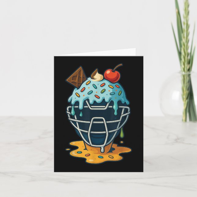Baseball Catcher Mask Ice Cream Drip Sprinkles Des Card (Front)